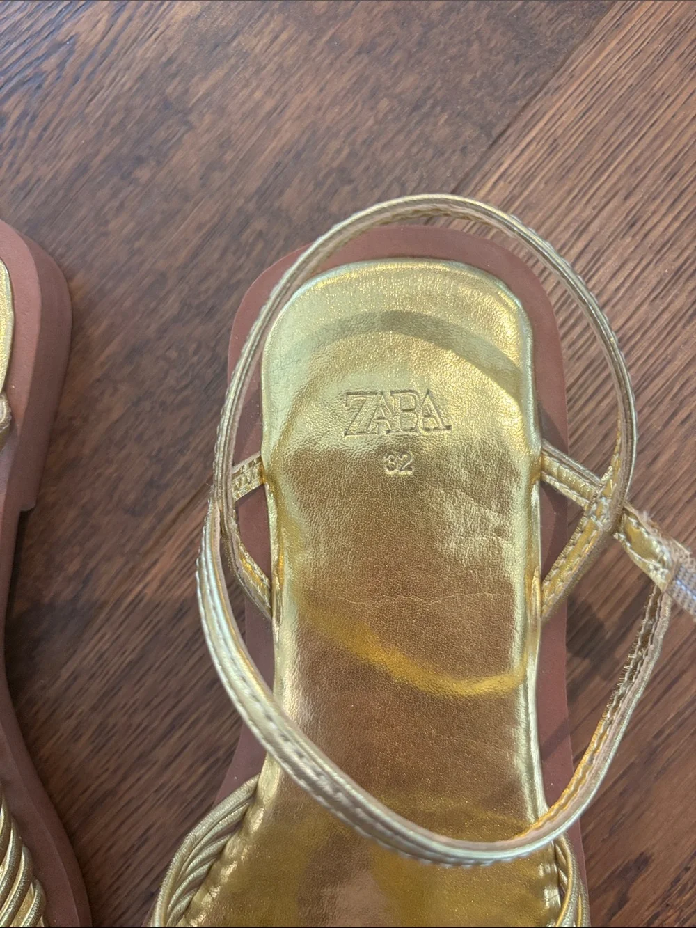 Zara Gold Braided Ring Strap Sandals - Picture 2 of 3